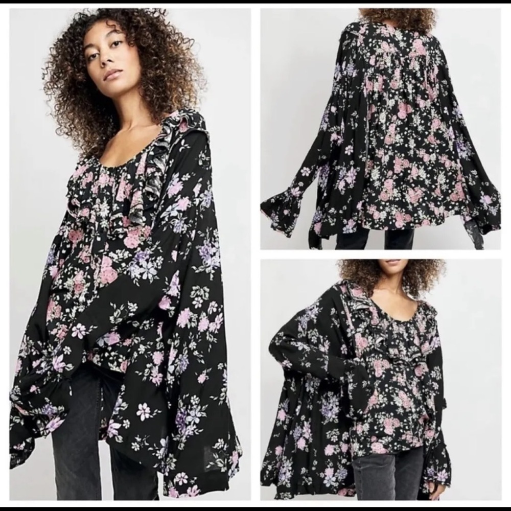 Floral Ruffle Women's Top - Picture 2 of 15